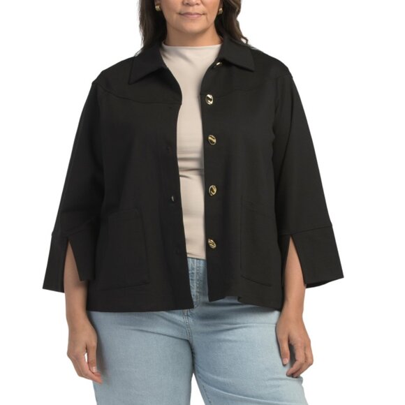 CHRISTIAN SIRIANO NEW YORK Black Plus Ponte Swing Jacket - Picture 1 of 2